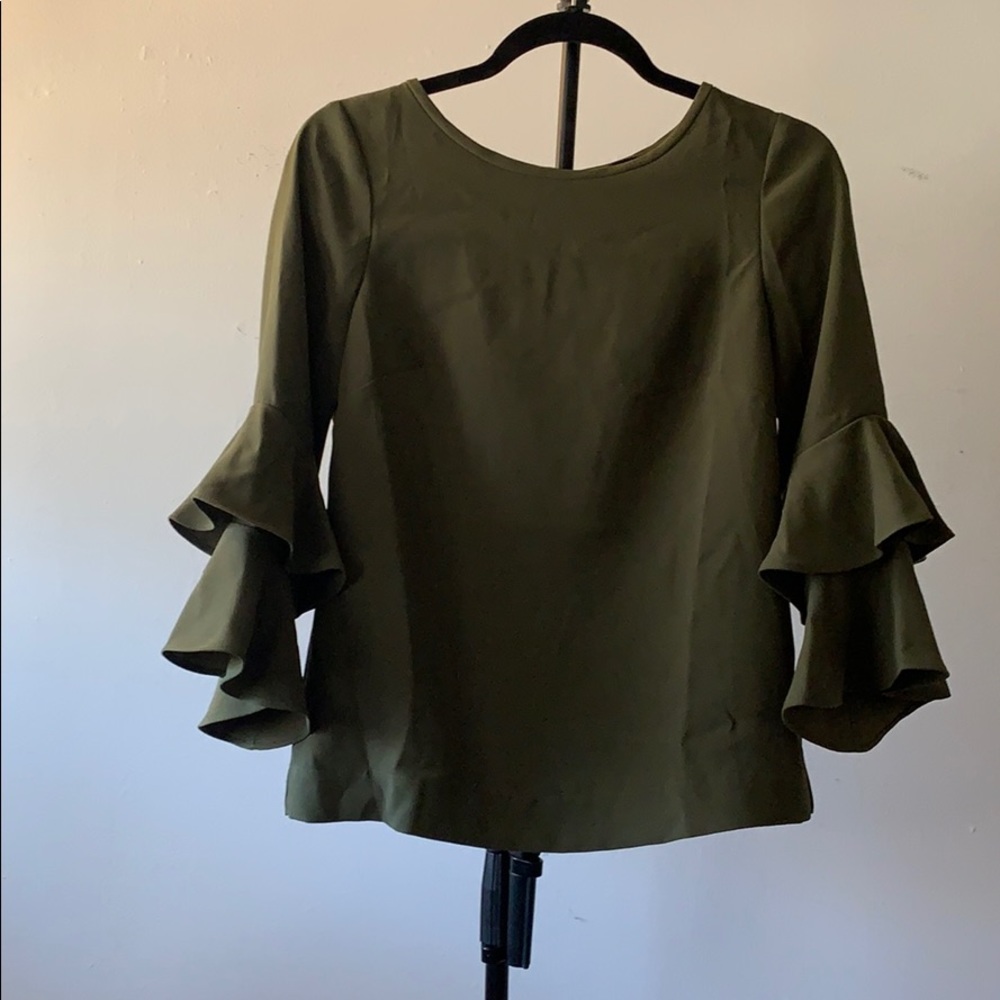 Jcrew olive bell sleeve blouse